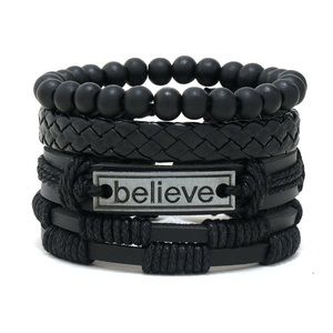 Men’s Retro Geometric Leather Bracelet